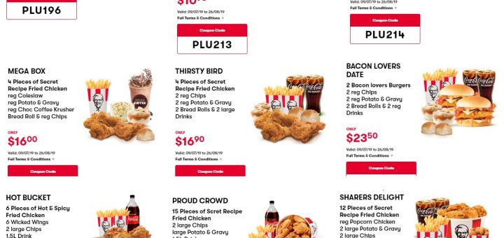 KFC NZ Coupons valid until 26 Aug 2019