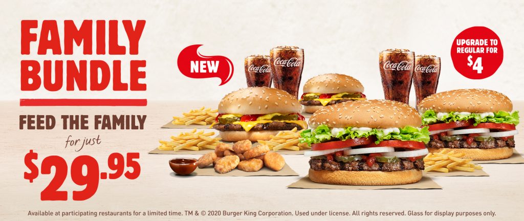 DEAL: Burger King $29.95 Family Bundle (2 Whoppers, 2 Cheeseburgers, 4 ...