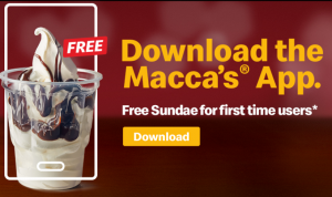 Free Sundae First Time Users McDonalds NZ