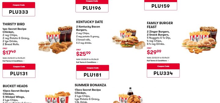 KFC NZ Coupons valid until 5 April 2021