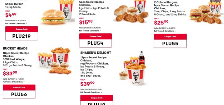 KFC NZ Coupons valid until 11 October 2021