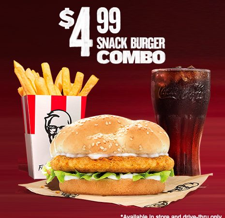 KFC NZ 4.99 Snack Burger Combo