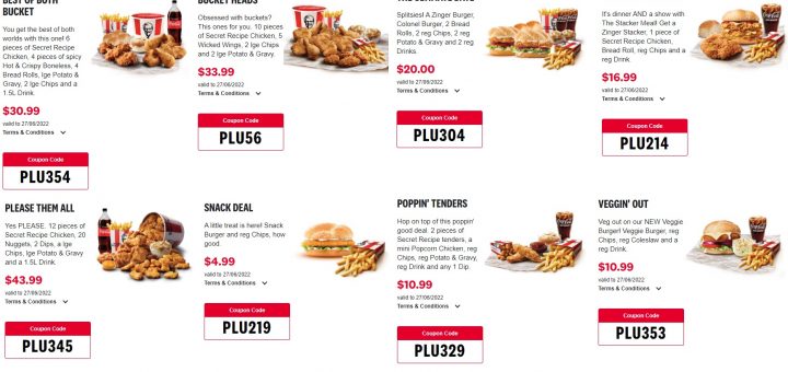 KFC NZ Coupons valid until 27 June 2022