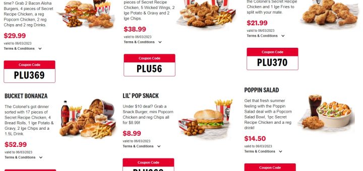 KFC NZ Coupons valid until 6 March 2023