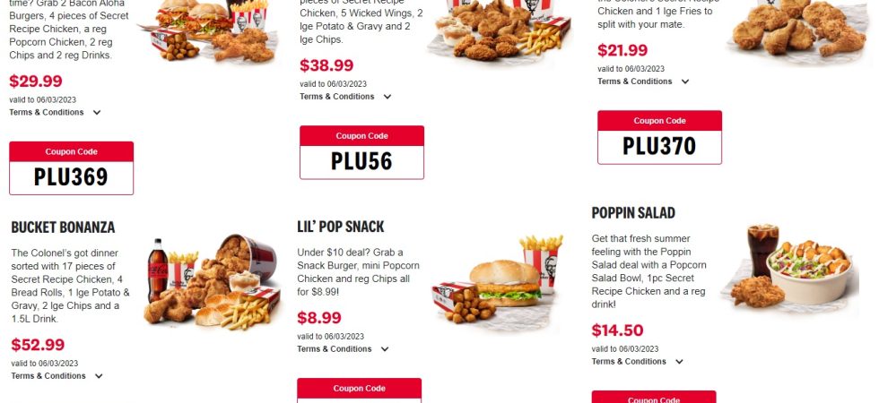 KFC NZ Coupons valid until 6 March 2023