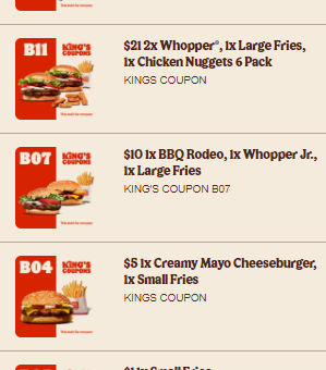 Burger King Coupons valid until 26 March 2024